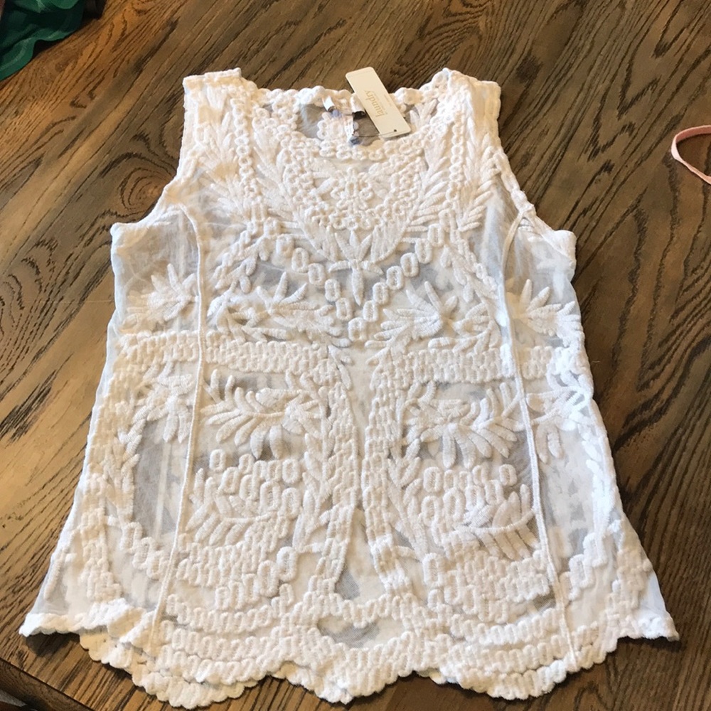 Laundry By Shelli Segal White Lace Tank Top
